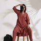 trueBrowns Pink Slub Kurta Set | Swadesiicart