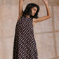 trueBrowns Black Bird Bagru Print Cotton Sleeveless Kurta Pant Set | Swadesiicart