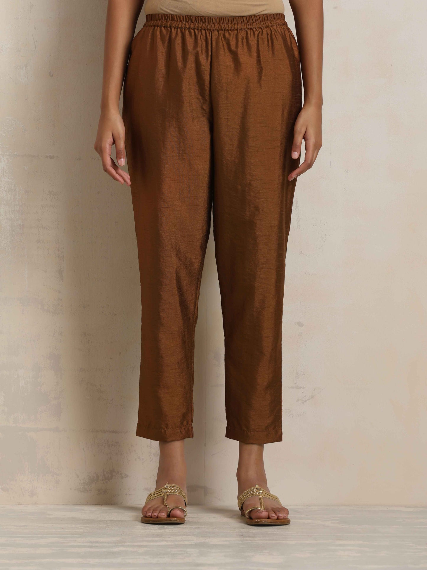 trueBrowns Brown Silk Co-ord Set - Swadesiicart