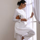trueBrowns White Dobby Front Placket Co-Ord Set - Swadesiicart