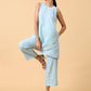 trueBrowns Cotton Linen Light Blue Sleeveless Co-Ord Set - Swadesiicart