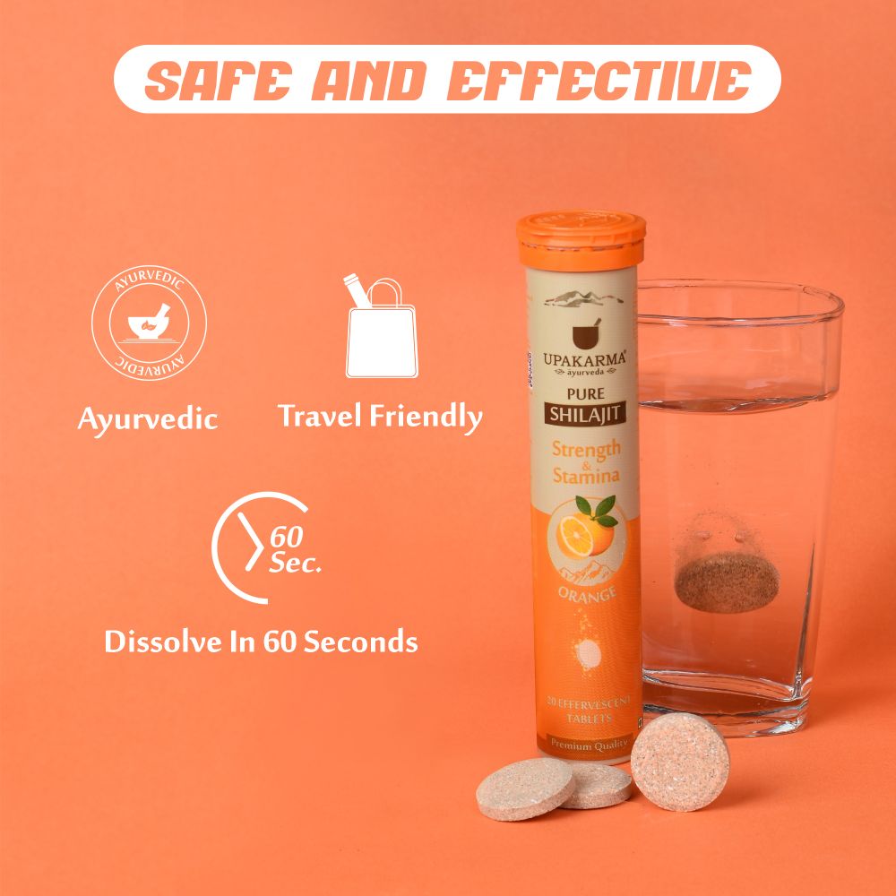 Upakarma Ayurveda Pure Sj Effervescent Tablets - Orange - Swadesiicart