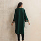 trueBrowns Green Kashmiri Floral Embroidered Woollen Phiran Kurta | Swadesiicart