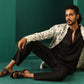 trueBrowns Men's Black Silk Co-ord Set Stitch Detail - Swadesiicart