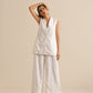 trueBrowns White Pineapple Sleeveless Jacket Pant Set | Swadesiicart