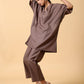 trueBrowns Cotton Linen Burnt Brown Boxy Fit Co-Ord Set - Swadesiicart