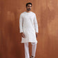 trueBrowns Men's Ivory Sequin Chanderi Kurta | Swadesiicart