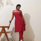 trueBrowns Maroon Cotton Linen Kurta Co-Ord Set - Swadesiicart