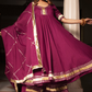 Pomcha Jaipur Burgundy Pure Cotton Anarkali Set | Swadesiicart