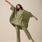 trueBrowns Sage Slub Texture Boxy Fit High Low Co-Ord Set - Swadesiicart