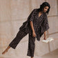 trueBrowns Black Elephant Bagru Print Cotton Kaftan Co-Ord Set - Swadesiicart
