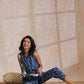 trueBrowns Indigo Dabu Zig-Zag Motifs Print Cotton Sleeveless Co-Ord Set - Swadesiicart