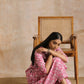 trueBrowns Pink Overall Floral Block Print Cotton Flared Kurta Pant Set | Swadesiicart