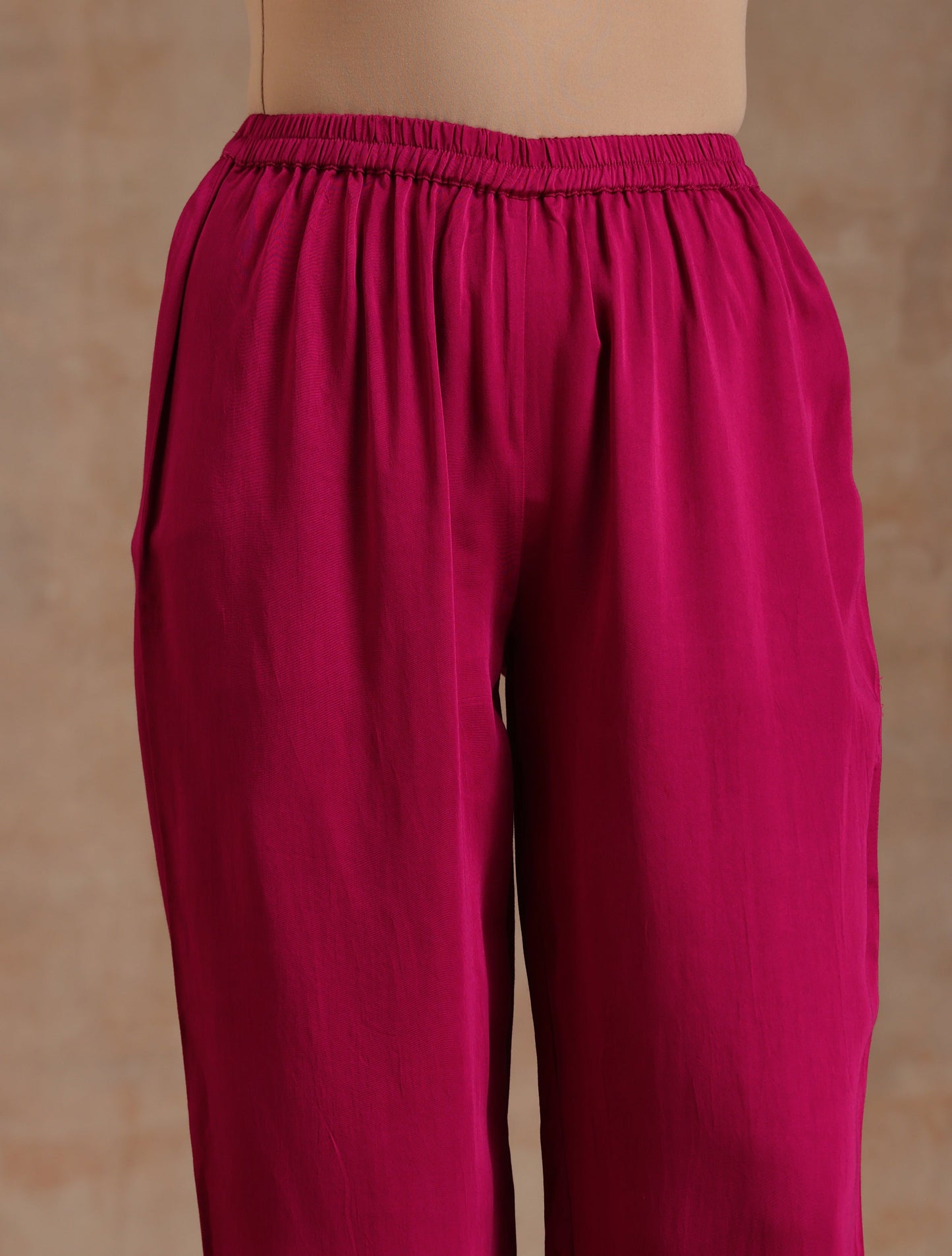 trueBrowns Pink Modal Satin Boxy Fit High-Low Co-Ord Set - Swadesiicart