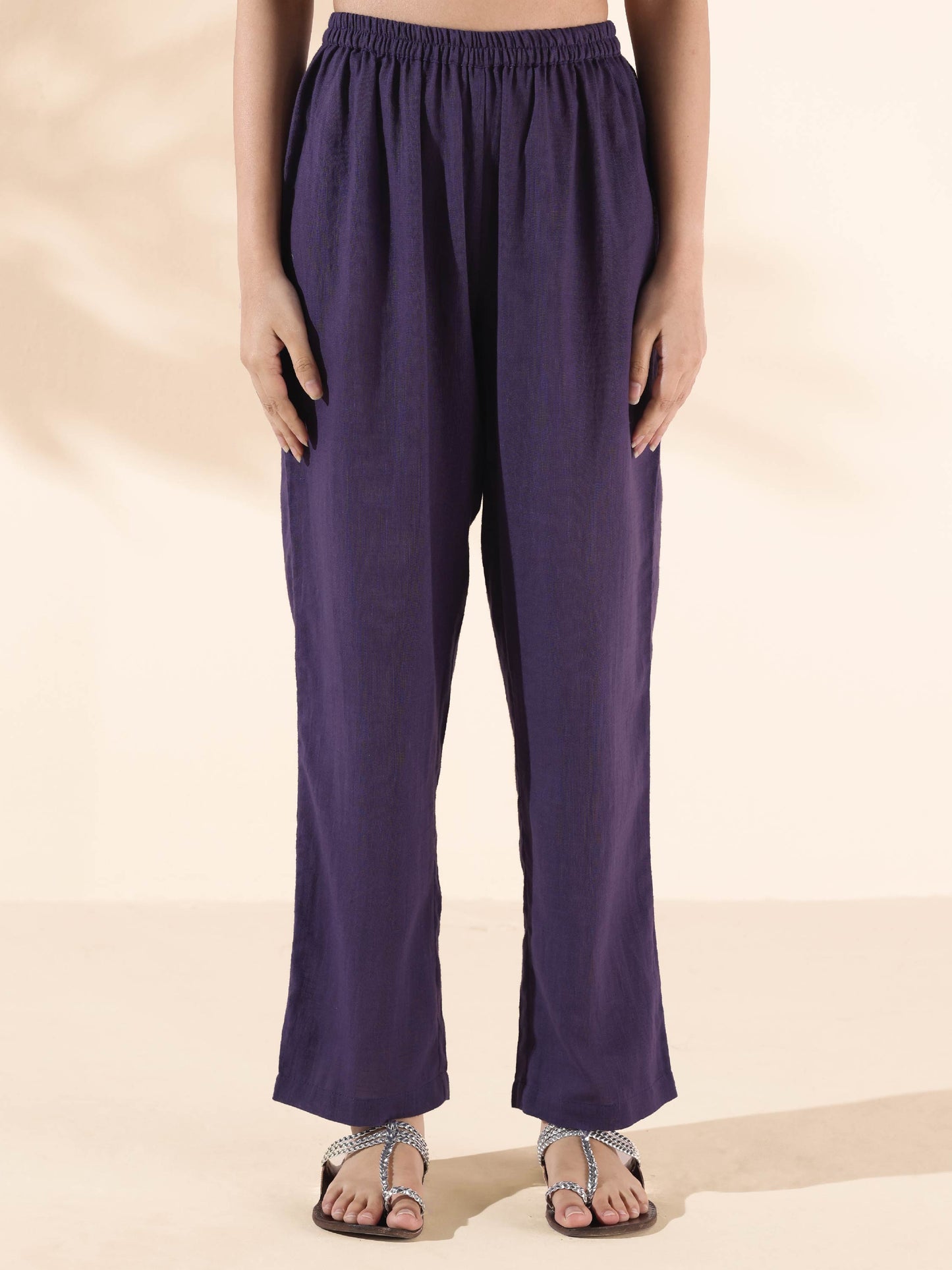 trueBrowns Purple Cotton Flared Co-ord Set - Swadesiicart
