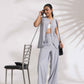 trueBrowns Grey Cotton Stripe Co-ord Set - Swadesiicart