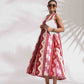 trueBrowns Pink Cotton Abstract Print Dress | Swadesiicart