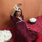 trueBrowns Purple Floral Print Anarkali Kurta Co-ord Set - Swadesiicart