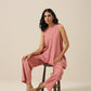 trueBrowns Light Mauve Slub Textured Sleeveless Short Co-Ord Set - Swadesiicart