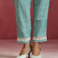 trueBrowns Aqua Blue Cotton Dobby High low Kurta Set | Swadesiicart