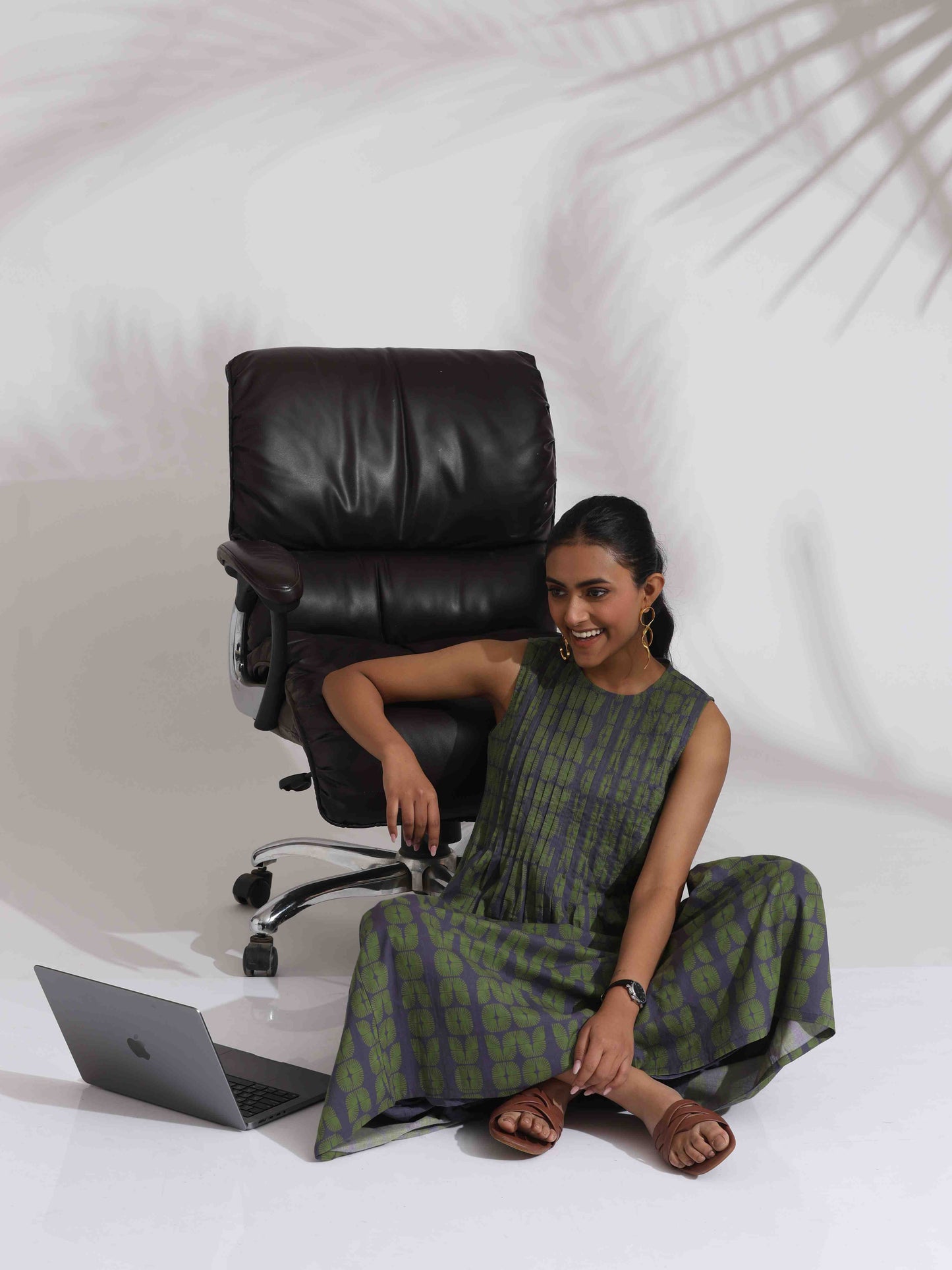 trueBrowns Grey Cotton Skirt Co-ord Set - Swadesiicart