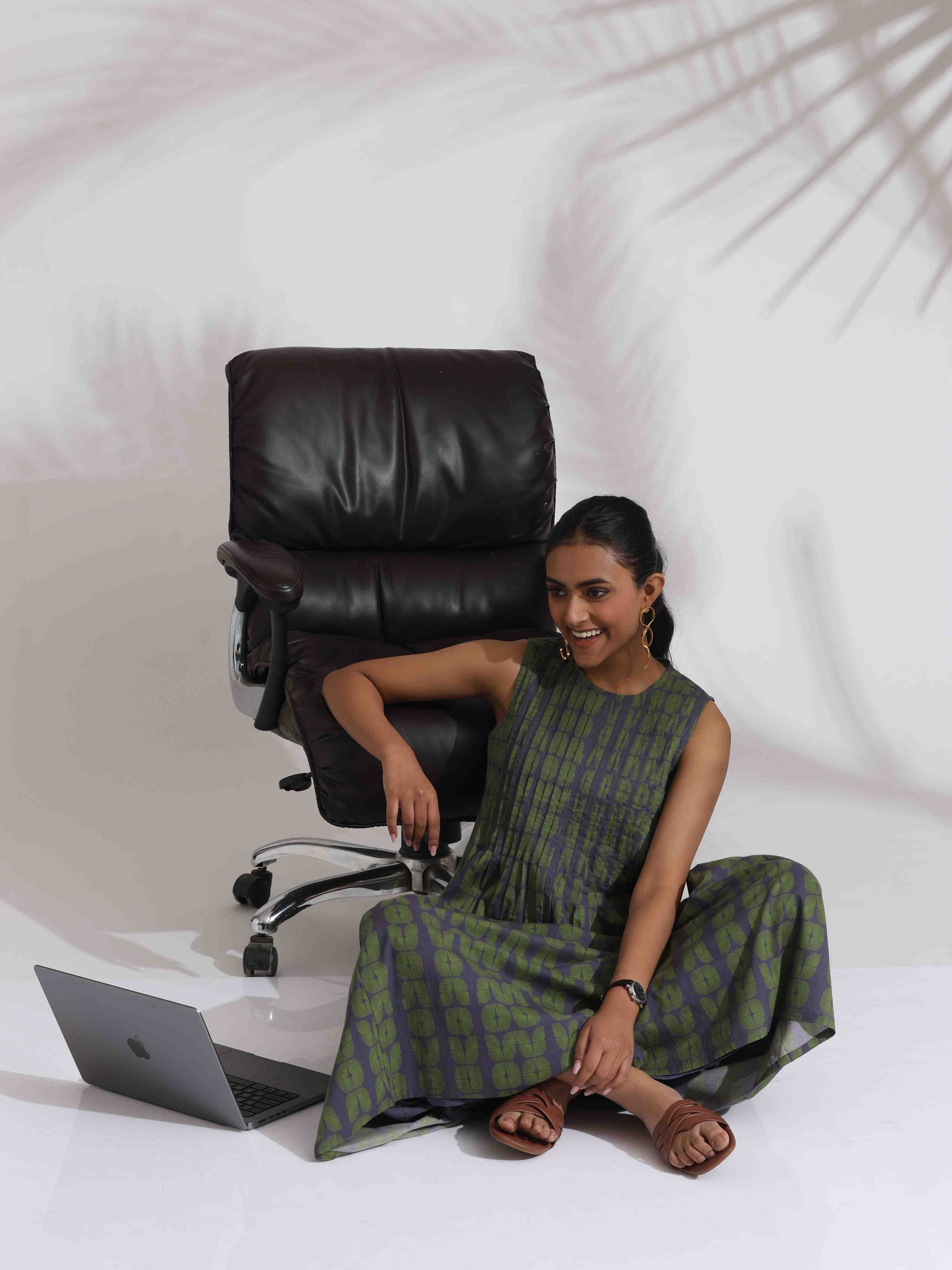 trueBrowns Grey Cotton Skirt Co-ord Set - Swadesiicart