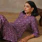 trueBrowns Purple White Lehariya Printed Silk Co-Ord Set - Swadesiicart