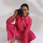 trueBrowns Pink Cotton Print Kurta Co-ord Set - Swadesiicart