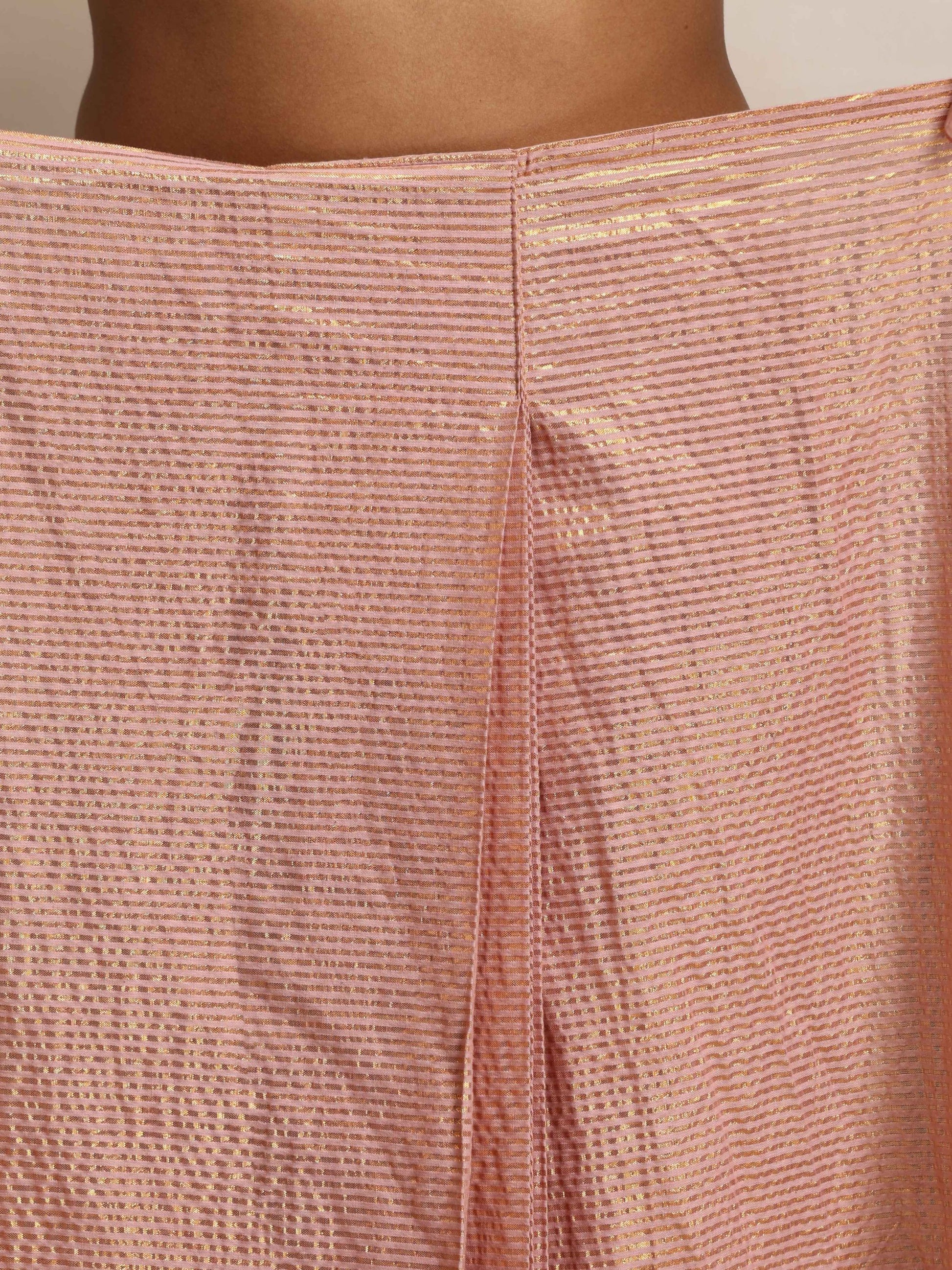 trueBrowns Pink Gold Lurex Ready To Wear Saree | Swadesiicart