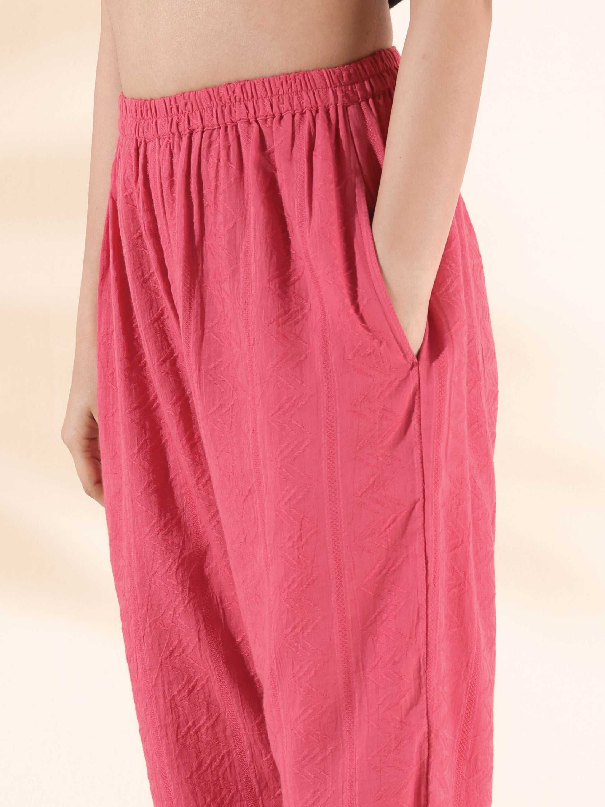 trueBrowns Pink Cotton Dobby Oversized Co-ord Set - Swadesiicart