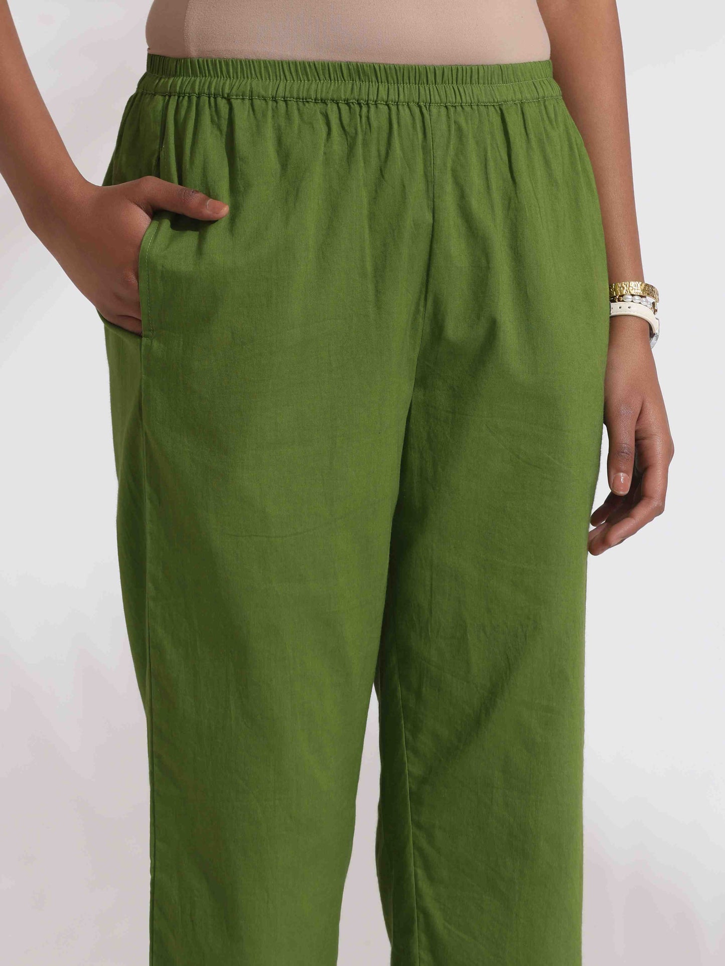 trueBrowns Green Cotton Placement Print Kurta Co-ord Set - Swadesiicart