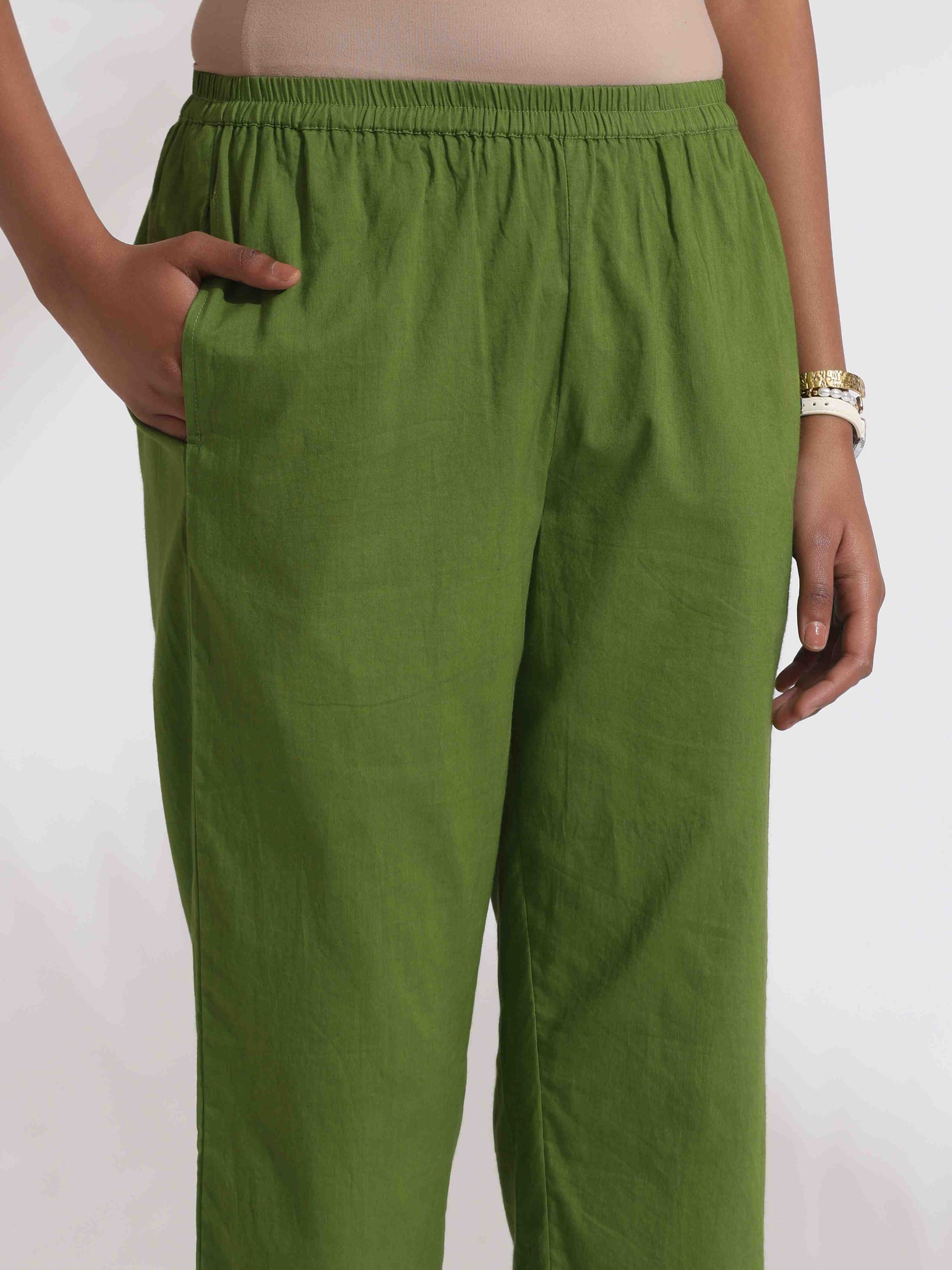 trueBrowns Green Cotton Placement Print Kurta Co-ord Set - Swadesiicart