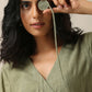 trueBrowns Sage Slub Texture Angrakha Pant Set | Swadesiicart