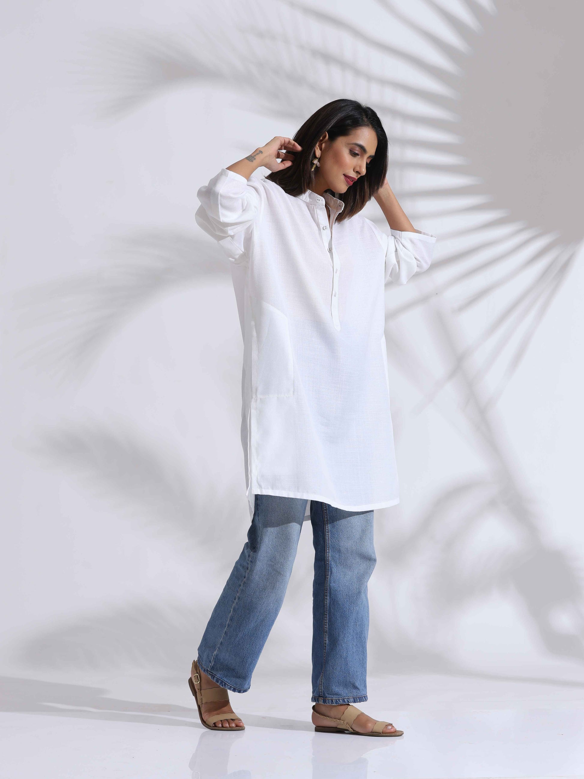 trueBrowns White Unisex Freesize Kurta | Swadesiicart