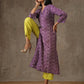 trueBrowns Purple White Lehariya Printed Silk kurta Pant Set | Swadesiicart