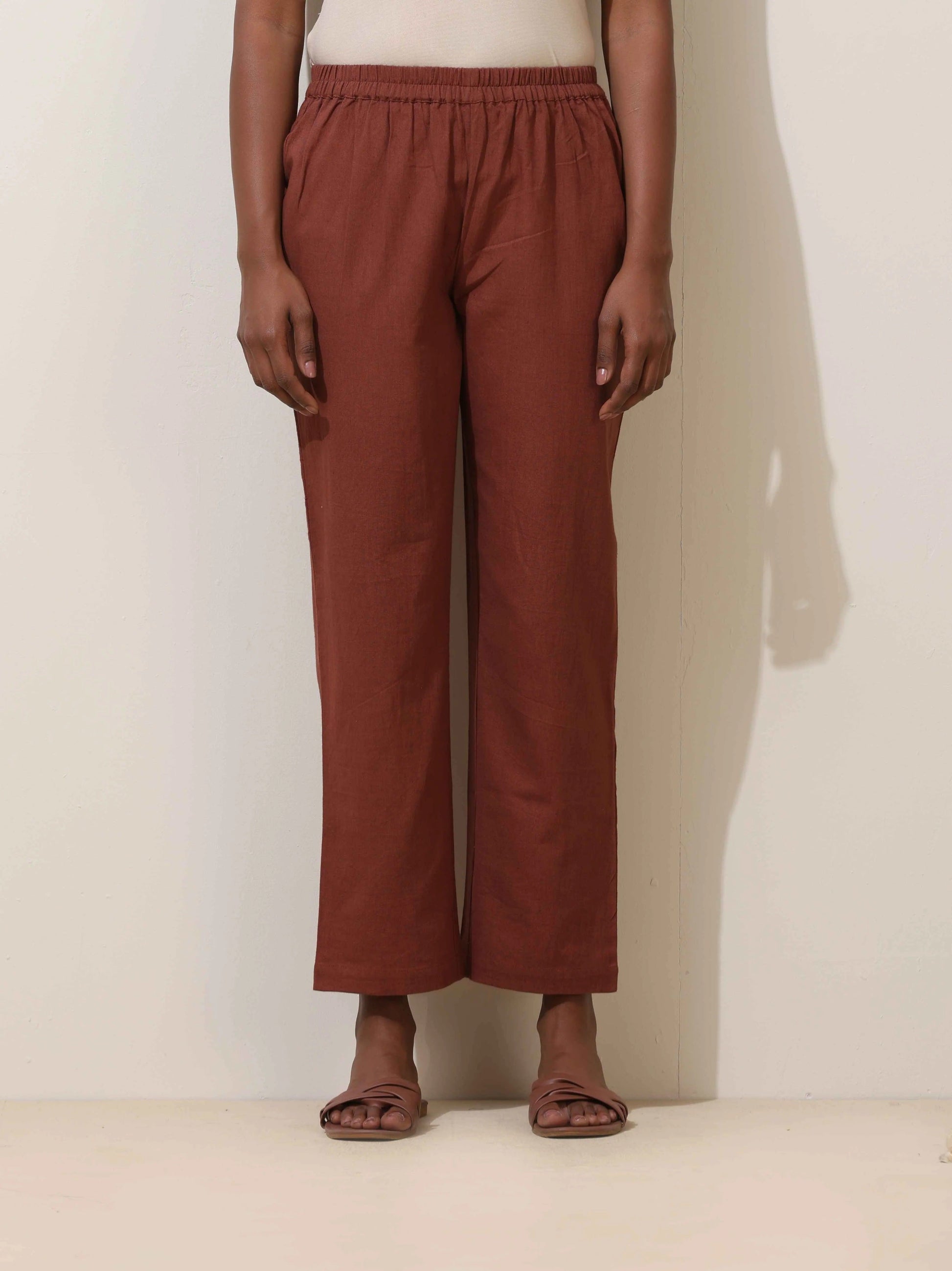 trueBrowns Brown Cotton Linen Kurta Co-Ord Set - Swadesiicart