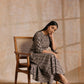 trueBrowns Clay Dabu Zig-Zag Motifs Print Cotton Flared Kurta Pant Set | Swadesiicart