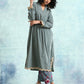 trueBrowns Grey Velvet Lace Kurta Pant Set | Swadesiicart