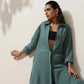 trueBrowns Green Cotton Linen Kurta Pant Set | Swadesiicart