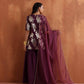 trueBrowns Purple Metallic Sharara Dupatta Set | Swadesiicart