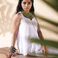 trueBrowns White Cotton Dobby Flared Co-ord Set - Swadesiicart