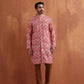 trueBrowns Men's Beige Printed Front Open Kurta | Swadesiicart