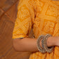 Pomcha Jaipur Bandhej Yellow Cotton Anarkali Set | Swadesiicart