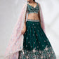 House of Panchhi Teal - Georgette Sequins, Mirror And Thread Embroidery Lehenga Choli | Swadesiicart
