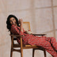 trueBrowns Rust Red Bagru Fish Print Cotton Gathers Co-Ord Set - Swadesiicart