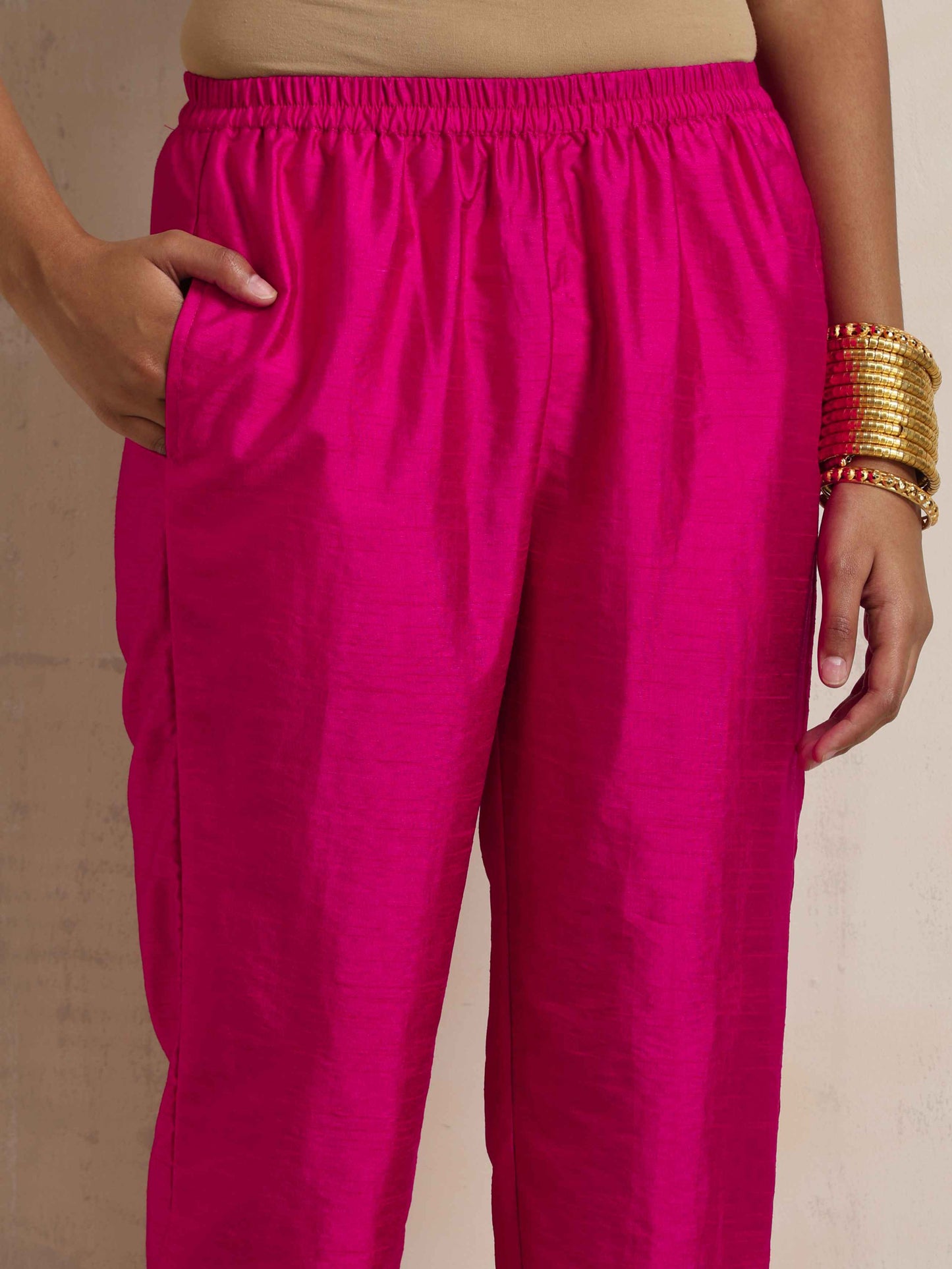 trueBrowns Pink Silk Co-ord Set - Swadesiicart