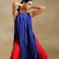 trueBrowns Blue Textured Silk Sleeveless Kurta Pant Set | Swadesiicart