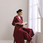 trueBrowns Ruby Wine Dobby Angrakha Pant Set | Swadesiicart