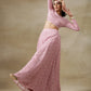 trueBrowns Light Mauve Bandhani Printed Silk Top Skirt Set - Swadesiicart