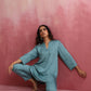 trueBrowns Light Blue Modal Straight Kurta Co-ord Set - Swadesiicart